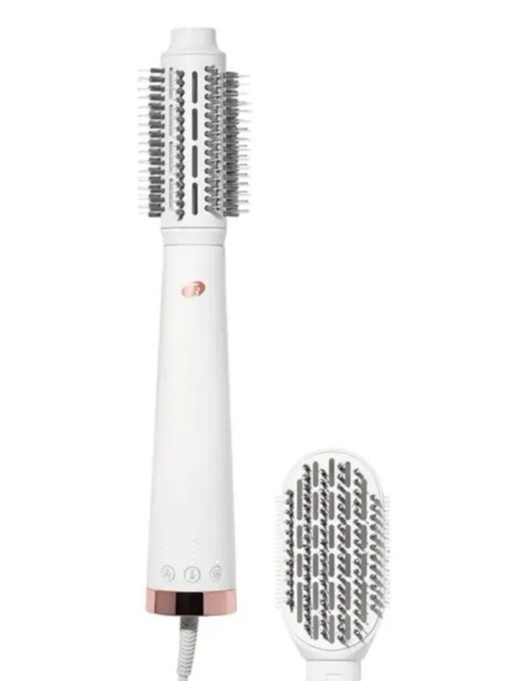 T3 White Hot Air Styling Brush with Rose Gold Trim